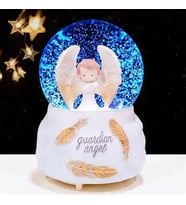 Guardian Angel Melek  Büyük Boy Püskürtmeli Müzikli Işıklı Kar Küresi (Mavi)