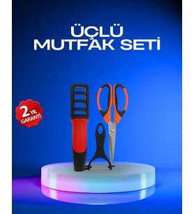 Profesyonel Mutfak Makas Seti – Kesim Makası + Soyacak + Bileyici