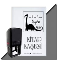 Kişiye Özel  Dinazor Silüeti 6 Tarihli Kitap Kaşesi (Siyah)