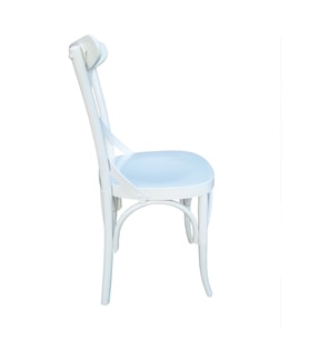 Sandalye 17978 Çapraz model Kayın RETRO Ayak Babyface kumaş Parlak Beyaz  El Yapı