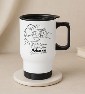 BK Gift Kişiye Özel Babalar Günü Tasarımlı Kulplu Beyaz Çelik Bardak Termos Mug 450ml-5, Babalar Günü Hediye, Babaya Hediye (Metal)
