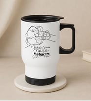 BK Gift Kişiye Özel Babalar Günü Tasarımlı Kulplu Beyaz Çelik Bardak Termos Mug 450ml-5, Babalar Günü Hediye, Babaya Hediye (Metal)