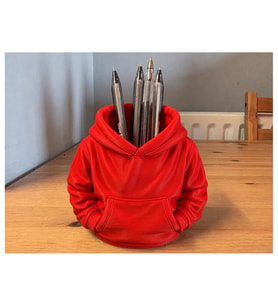 Alvera Kapüşonlu Sweatshirt Kalemlik – 3D Baskı Masaüstü Organizer-Kırmızı