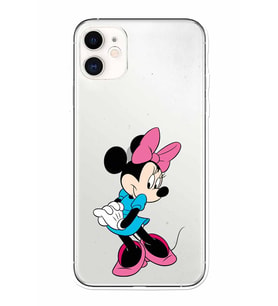 Apple iPhone 11 Uyumlu Kamera Korumalı Tıpalı Kapak Minnie Mouse TasarımlıŞeffaf Kılıf
