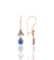 Söğütlü Silver Gümüş rose safir taşlı damla küpe