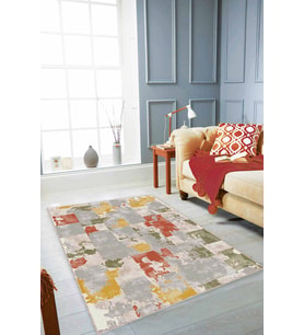 Yeşil Sarı Tarçın Vintage Kaymaz Tabanlı Dekoratif Halı SU02 - 100 x 160 cm