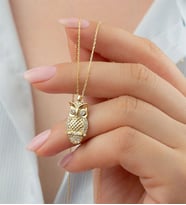 925 Ayar Gold Baykuş Gümüş Kolye