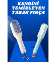 Kendi Kendini Temizleyen Otomatik Tuşlu Saç Tarağı Dolaşık Açıcı Masaj Fırçası Silikon Fırça