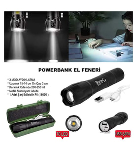 Powerbank Özellikli Uzun Menzilli El Feneri Wt-039