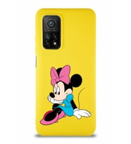 Xiaomi Mi 10T Soft Premier Kapak Minnie Mouse-E Tasarımlı Silikon Kılıf - Sarı (Şeffaf)