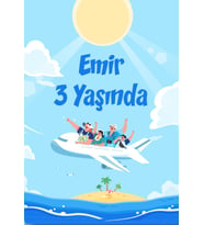 Tatil ve Uçak Temalı Doğum Günü Afişi 35X50 cm
