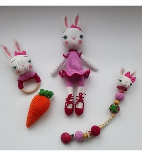 Tavşan Yeni Doğan Seti Amigurumi Organik Oyuncak