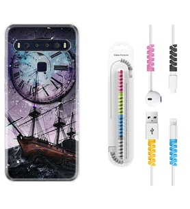 TCL 10L 10 Plus 10SE 20E 20SE 30SE L7 Kılıf Kablo Koruma Spiral Silikon Time 1749