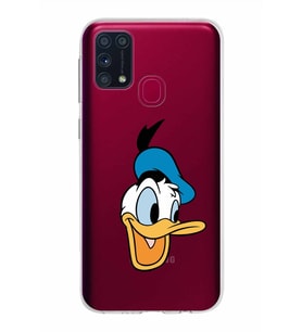 Samsung Galaxy M31 Kapak Donald Duck Tasarımlı Şeffaf Silikon Kılıf
