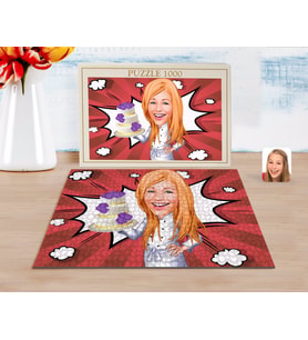 BK Gift Kişiye Özel Kadın Chef Karikatürlü 1000 Parça Profesyonel Puzzle-2