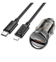 HOCO Z53 Sight Single PD30W Type-C Girişli Araç Çakmaklık Hızlı Şarj Aleti + Type-C to iPhone Lightn