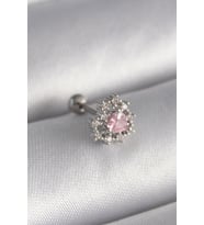 316L Çelik Gümüş Renk Zirkon Taşlı Kalp Tragus Piercing - TJ-PR1231