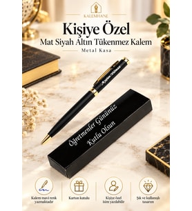 Öğretmenler Günü Hediyesi Mat SiyahKişiye Özel İsimli Tükenmez Kalem