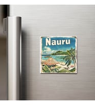 Nauru Nauru - Posta Pulu Temalı Ülke - Baskılı Buzdolap Magneti Kare - 9x9 cm