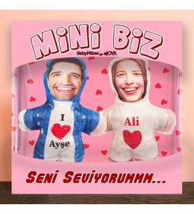 eJOYA MiniBiz Sevgililer Günü Kim Haklı Kişiye Özel Fotoğraflı İkili Yastık Seti 116248 (Pudra Pembe)