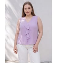 LCW Curve Lila Büyük Beden Modal Karışımlı Fırfırlı Bluz