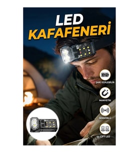 Sensörlü Şarjlı LED Kafa Feneri – Manyetik Eller Serbest