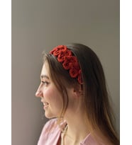 Kalp Motifli Saç Bandı / Bandan / Hediyelik (Kiremit)