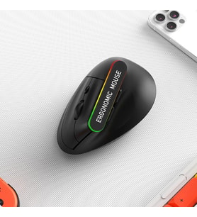 Monozone Ergonomik Kablosuz Mouse RGB Işıklı Bluetooth Dikey Duruş Tasarımı Taşınabilir Sessiz BT+2.4G Çift Modlu Ofis Oyun Evrensel Kullanım İçin