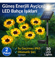 Solar Güneş Enerjili Ayçiçeği Bahçe Lambası IP65 Su Geçirmez LED Dış Mekan Aydınlatma 360° Işık 3500K Sıcak Beyaz Dekoratif Peyzaj Lambası (Yeşil-Sarı)