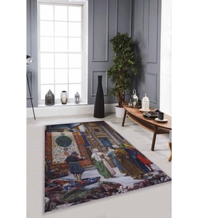 Renkli 3D Üç Boyutlu Halı Tüccarı Kaymaz Tabanlı Halı RV357 - 100 x 160 cm