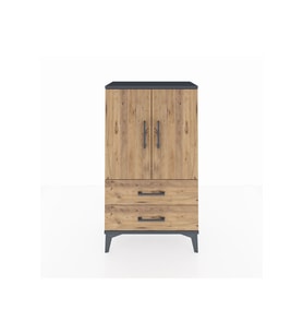 Arges Komodin 2 Raflı 2 Çekmeceli 2 Kapaklı 60x30x106 Antrasit-Çam