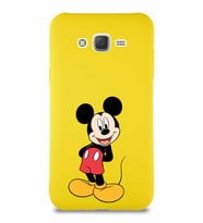 Samsung Galaxy J7 Core Soft Premier Kapak Mickey Mouse-B Tasarımlı Silikon Kılıf - Sarı (Şeffaf)