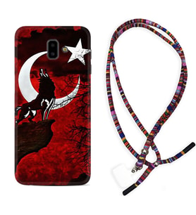 Samsung J6 Plus J7 Prime J7 Pro M20 Kılıf Boyun Asklı Rasta Silikon Wolf and Moon 2 1381
