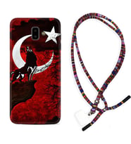 Samsung J6 Plus J7 Prime J7 Pro M20 Kılıf Boyun Asklı Rasta Silikon Wolf and Moon 2 1381