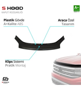 Drs Tuning Peugeot Uyumlu Partner ABS Plastik Kaput Rüzgarlığı 2005-2010 A+Kalite Parça