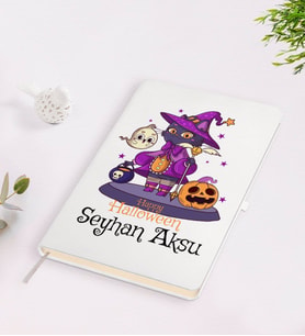 BK Gift Kişiye Özel Happy Halloween Tasarımlı Beyaz Defter-10