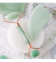 Aventurin Taşı Masaj Takımı - Roller ve Gua Sha Kaz Ayaklı Set (Karışık)