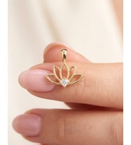 Minik Lotus Çiçeği 14 Ayar Altın Kolye Ucu