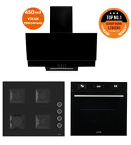 Ferre ve AFM Tech MARKALI/ Basel 8 prog. Turbolu Siyah Dijital Ankastre Set (SS205 + FM7700+FM3250)