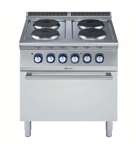 Electrolux Professional Endüstriyel 4 Yuvarlak Pleytli (her Ocak 2,6 Kw) Elektrikli Kuzine, Elektrikli Fırınlı, Derinlik 730 Mm - 800 Mm E7ECEH4RE0
