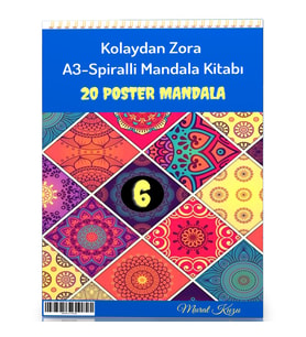A-3 Spiralli Kolaydan Zora Mandala Kitabı-6 (20 Poster Mandala)