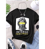 Çocuk Aesthetic Pamuklu Tshirt (Siyah)