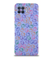 Oppo Reno 4 Lite Uyumlu Lansman Kılıf Hello Kitty Tasarımlı İçi Kadife Kapak-Lila (Şeffaf)