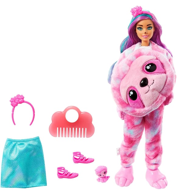 Barbie Hjl59 - Cutie Reveal Oyuncak Bebek, Tembel Hayvan Kostümü