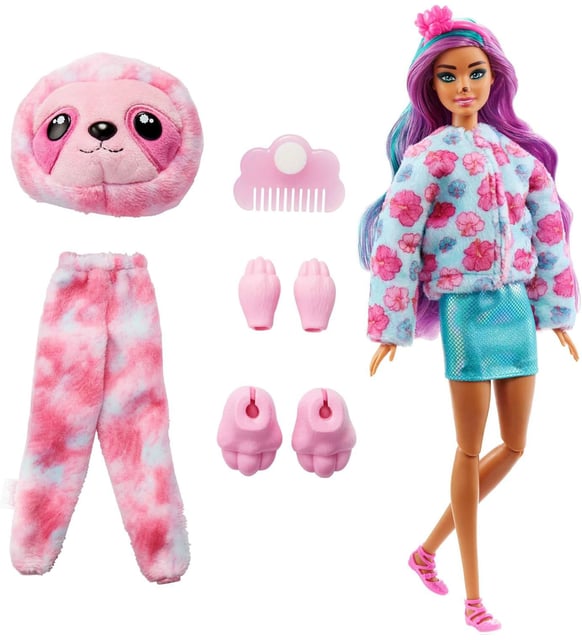 Barbie Hjl59 - Cutie Reveal Oyuncak Bebek, Tembel Hayvan Kostümü