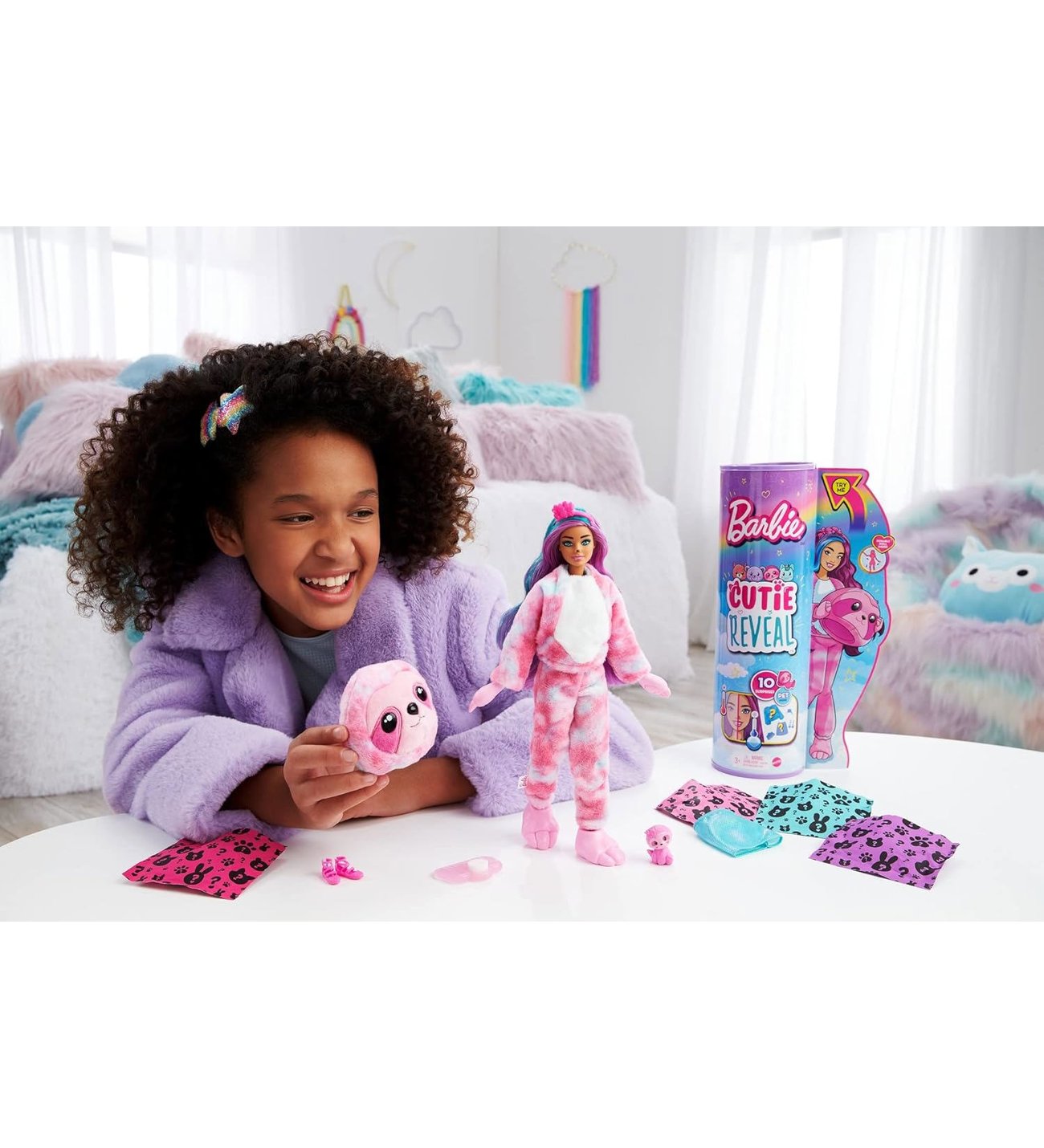 (新品)GIRL MEETS LOVE-HOLIDAY gml レアサンプル Barbie Hjl59 - Cutie Reveal Oyuncak Bebek, Tembel Hayvan Kostümü