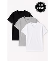 Erkek 3'lü Paket Kısa Kollu V Yaka T-shirt