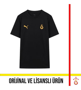 Galatasaray Lisanslı Puma Logo ve Armalı Siyah T-Shirt 78290711