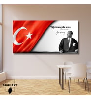 Panoramik Kanvas Makam Panosu Atatürk ve Bayrak “Öğretmen, yıllar sonra ödülünü alır.”