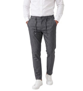 DeepSEA Erkek Slim Fit Kırçıllı Kahve Kumaş Pantolon – İpli Esnek Bel Likralı Spor Şık Pantolon 2700252